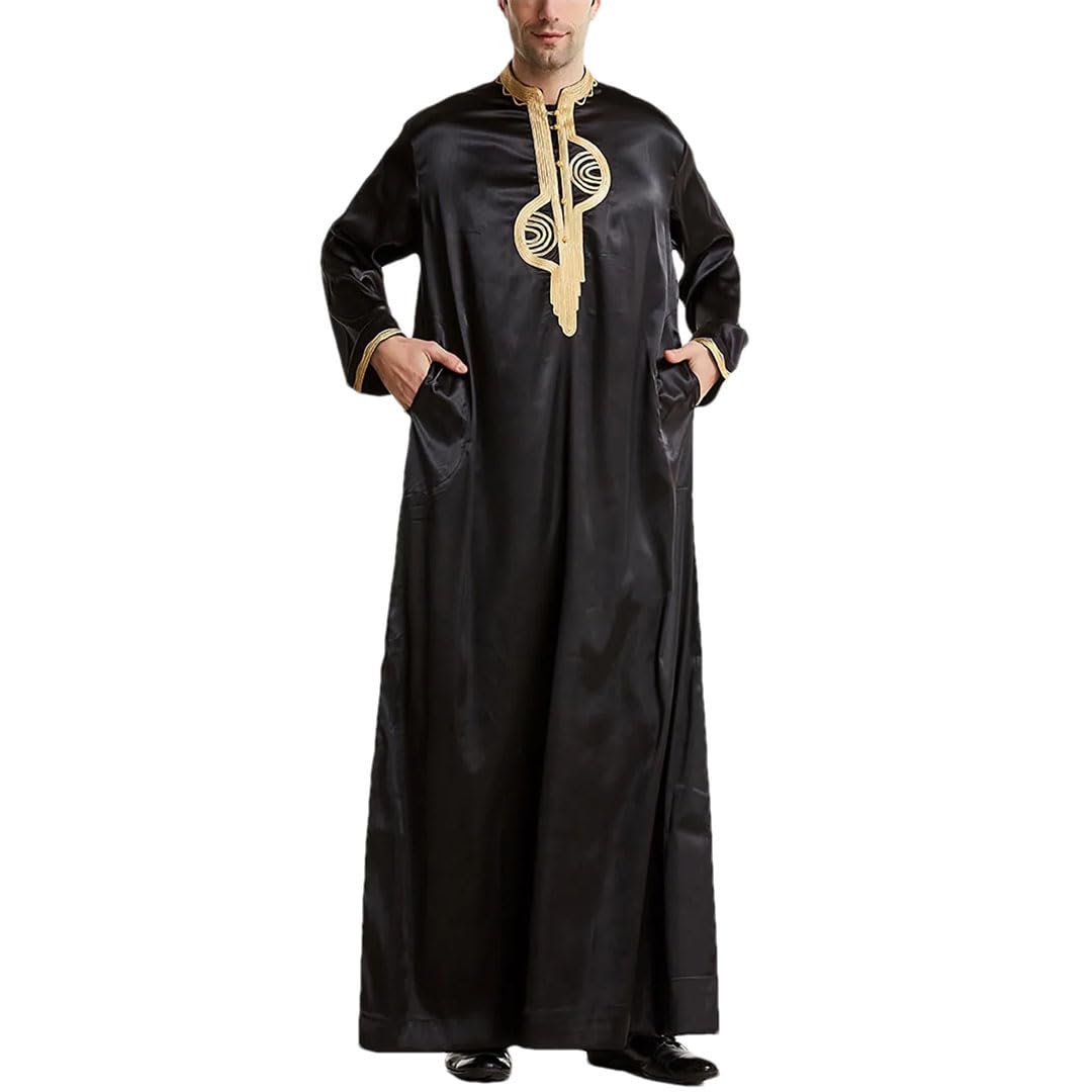 Hgvcfcv Abbigliamento Uomo Abiti Islam Abaya Caftano musulmano Arabia Saudita, Nero , S