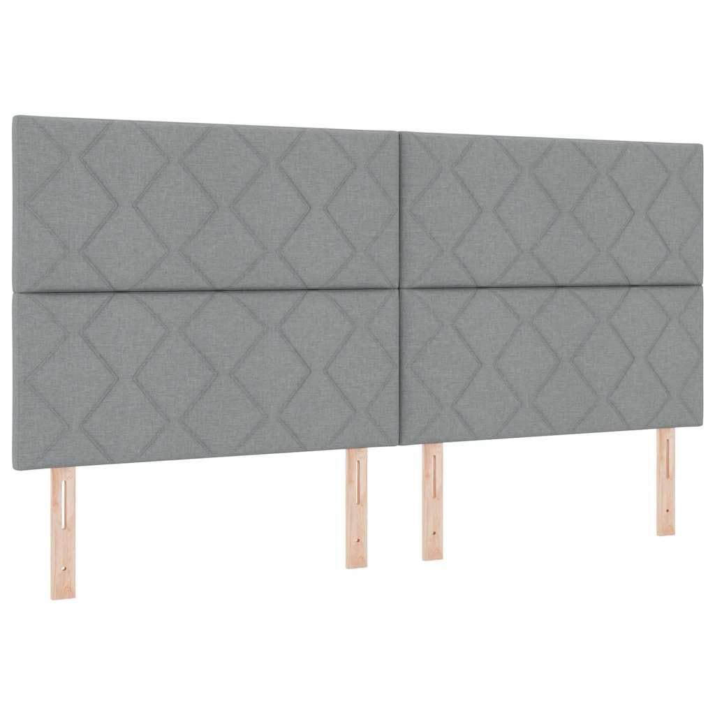 Cabecero de cama de 200 cm de ancho - Funda de tela gris claro - Acolchado con marco de madera de pino - Diseño moderno - Robusto y duradero - Altura ajustable - Para dormitorio, cama