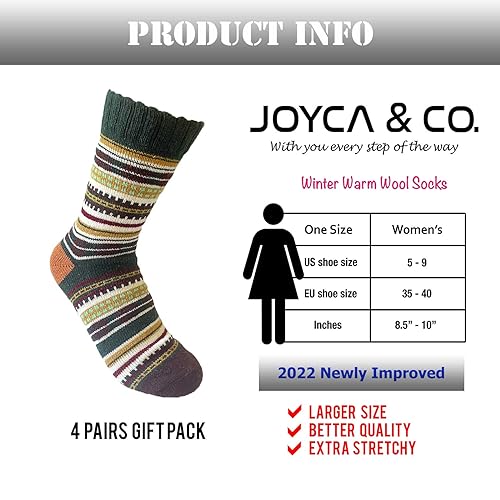 Image of JOYCA & CO. 3-5 Pairs Womens Multicolor Fashion Warm Wool Cotton Thick Winter Crew Socks