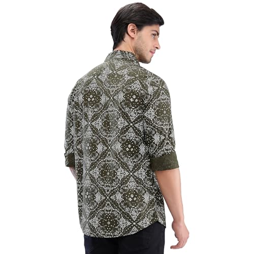 Image of Spykar Men's Slim Fit N /A Full Sleeve Printed Casual Shirts