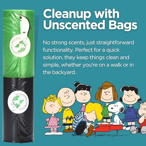 Image of The Original Poop Bags 38% USDA Biobased Pet Waste Bags, Peanuts Design, Leak-Resistant & Durable, Black /Green, 360 Count
