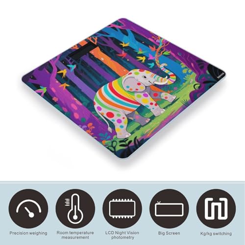 Báscula digital Colorful Forest Elephant para baño hasta 400 lb miniatura 3