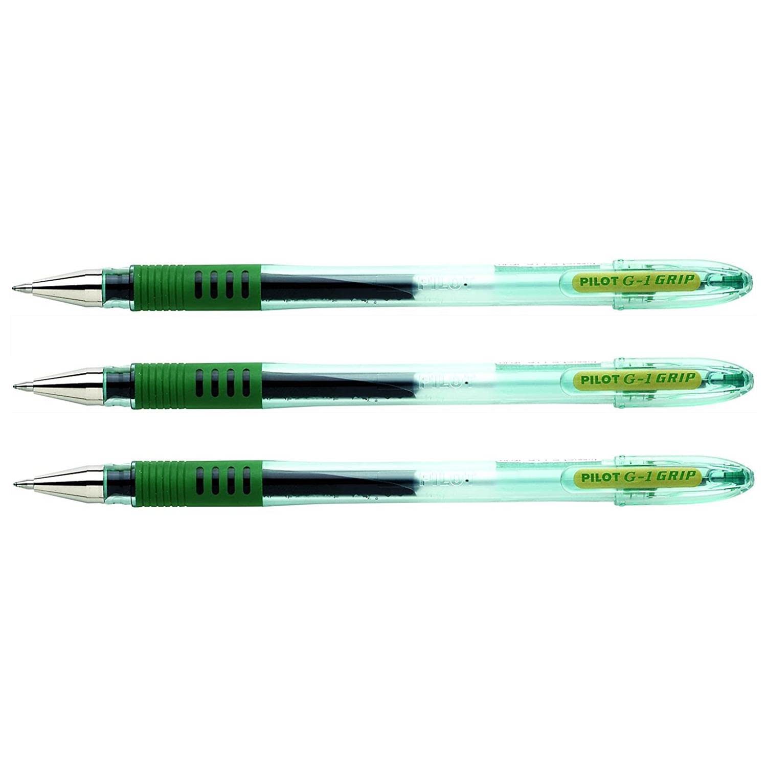 Pilot – Lote de 3 bolígrafos de gel G1 Grip de 0,7 mm, trazado 0,5 mm, color verde