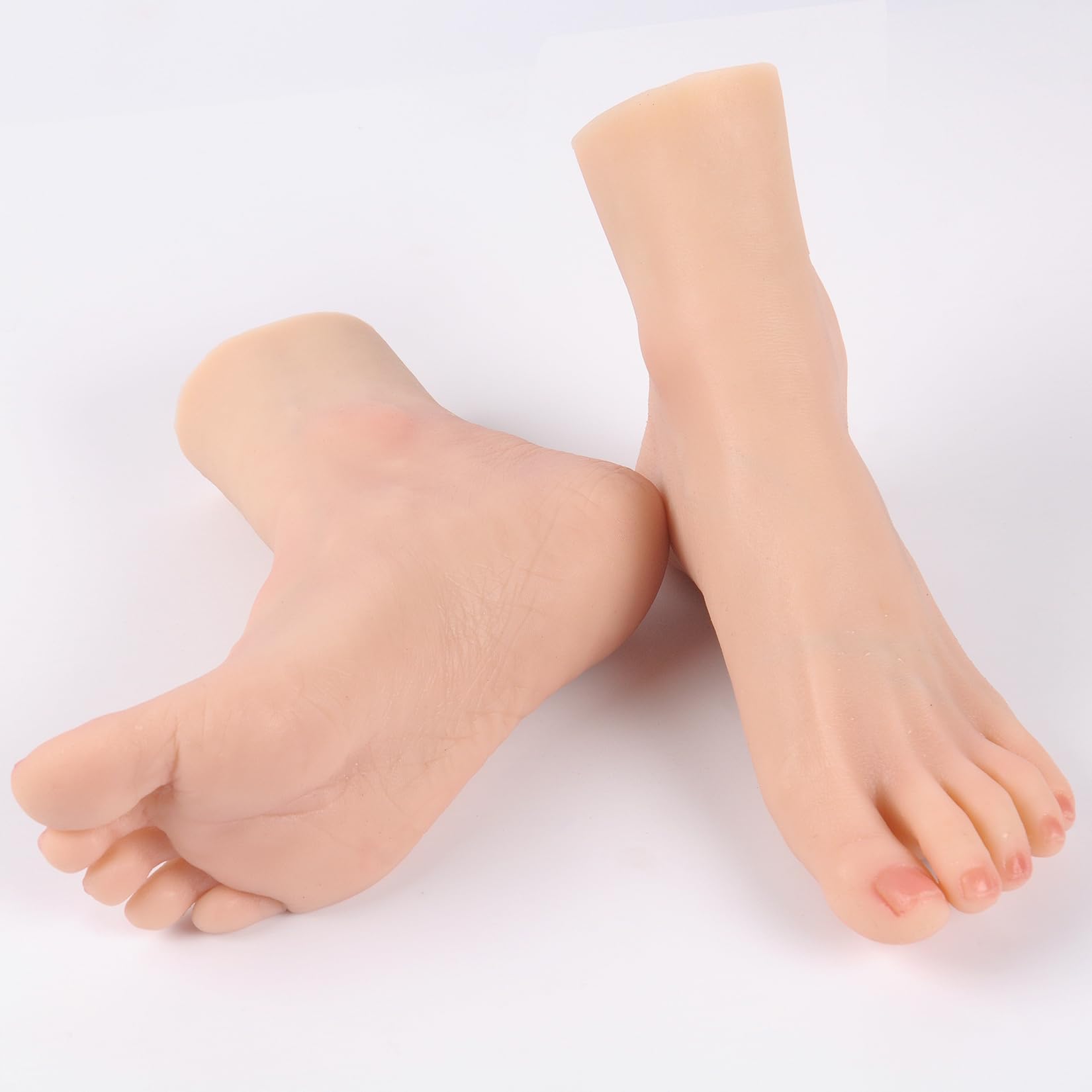 Manichino Piede Falso in Silicone Restituzione Realistica 1:1 Morbido e Flessibile Modello per Pratica Mostra Gioielli Protesi Manicure e Collezioni d'Arte (Donna, Destro, Nero Chiaro)