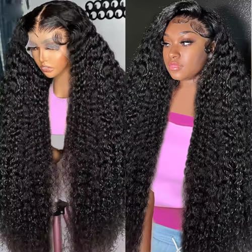 200 Density 13x6 Water Wave Lace Front Wigs Human Hair Pre Plucked Bleaching Knot Deep Part Curly Wig for Women with Baby Hair Water Wave Wigs Human Hair 30 Inch