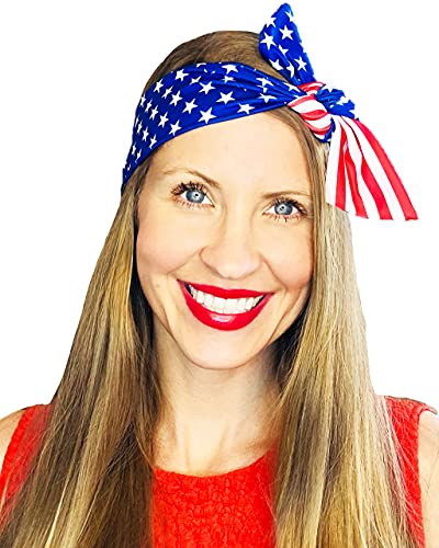 Shimmer Anna Shine Red White And Blue Patriotic American Flag Tie Headband Usa thumb #2
