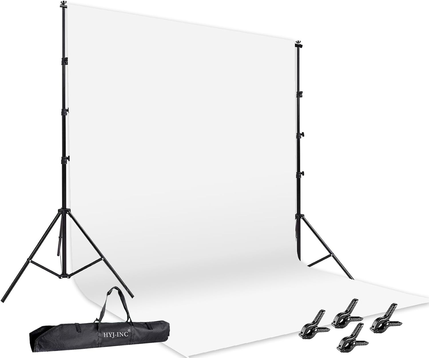 Photo Video Studio 12 x10ft 100% Muslin White Backdrop with 10 x 8.5ft Stand Photography Background Support System Kit,Clamp, Carry Bag