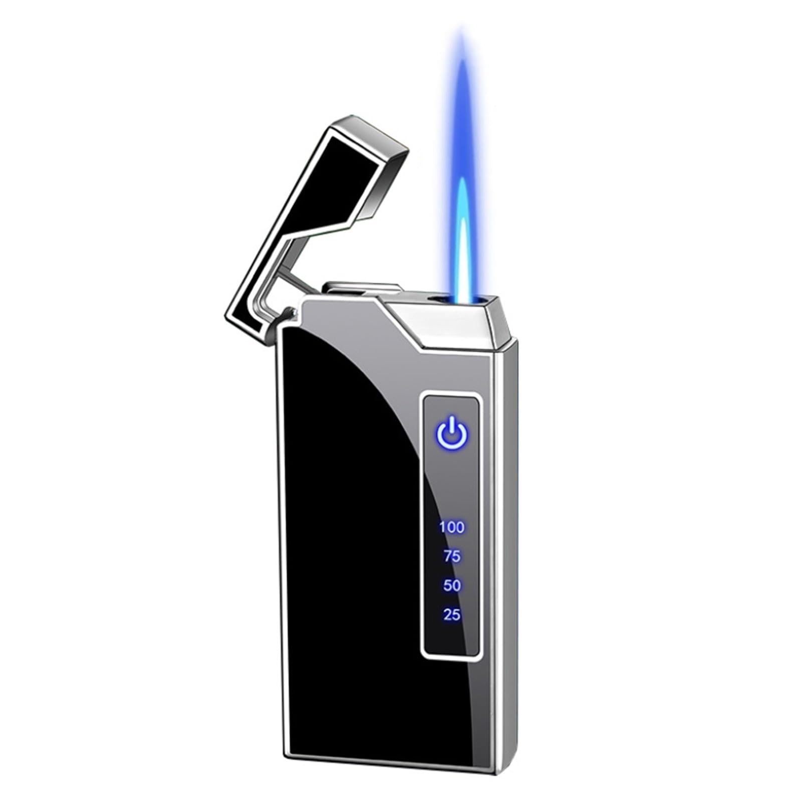 Encendedor recargable resistente al viento, diseño de metal portátil ultrafino para fogatas, velas y uso al aire libre, ideal para acampar y situaciones de emergencia