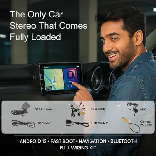 Image of Original QLED 9 inch Zlink Car Android Stereo | OS 13 | 4GB+64GB | Display Support Car Play & Android Auto | incl. AHD Rear Camera & Frame Compatible with Mahindra XUV 300-1 Year Warranty