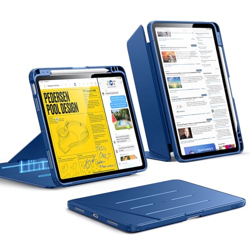 Image of ESR for iPad Air 11 Inch Case M4 /M3 /M2 (2026 /2025 /2024), iPad Air 5th /4th Gen (2022 /2020), Vertical Stand Cover, Multi Stand Angles, Ultra-Stable Case with Pencil Holder, Flip Series, Blue