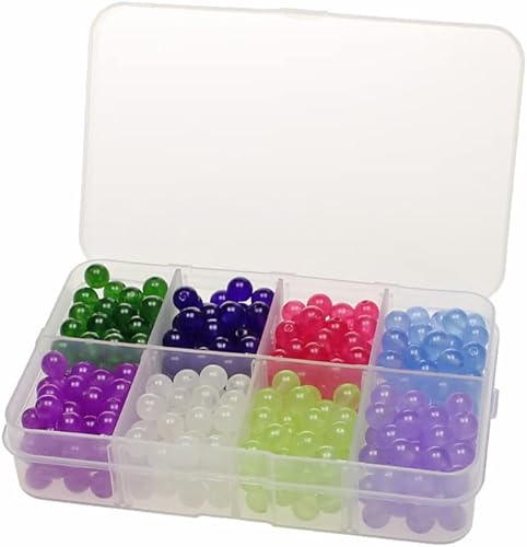 Miniatura 1 de Juego de 400 cuentas de piedra de 0.236 pulgadas (0.236 in), redondas, sueltas, negras, verdes, azul claro, amarillo, fruta, verde, rosa, morado,