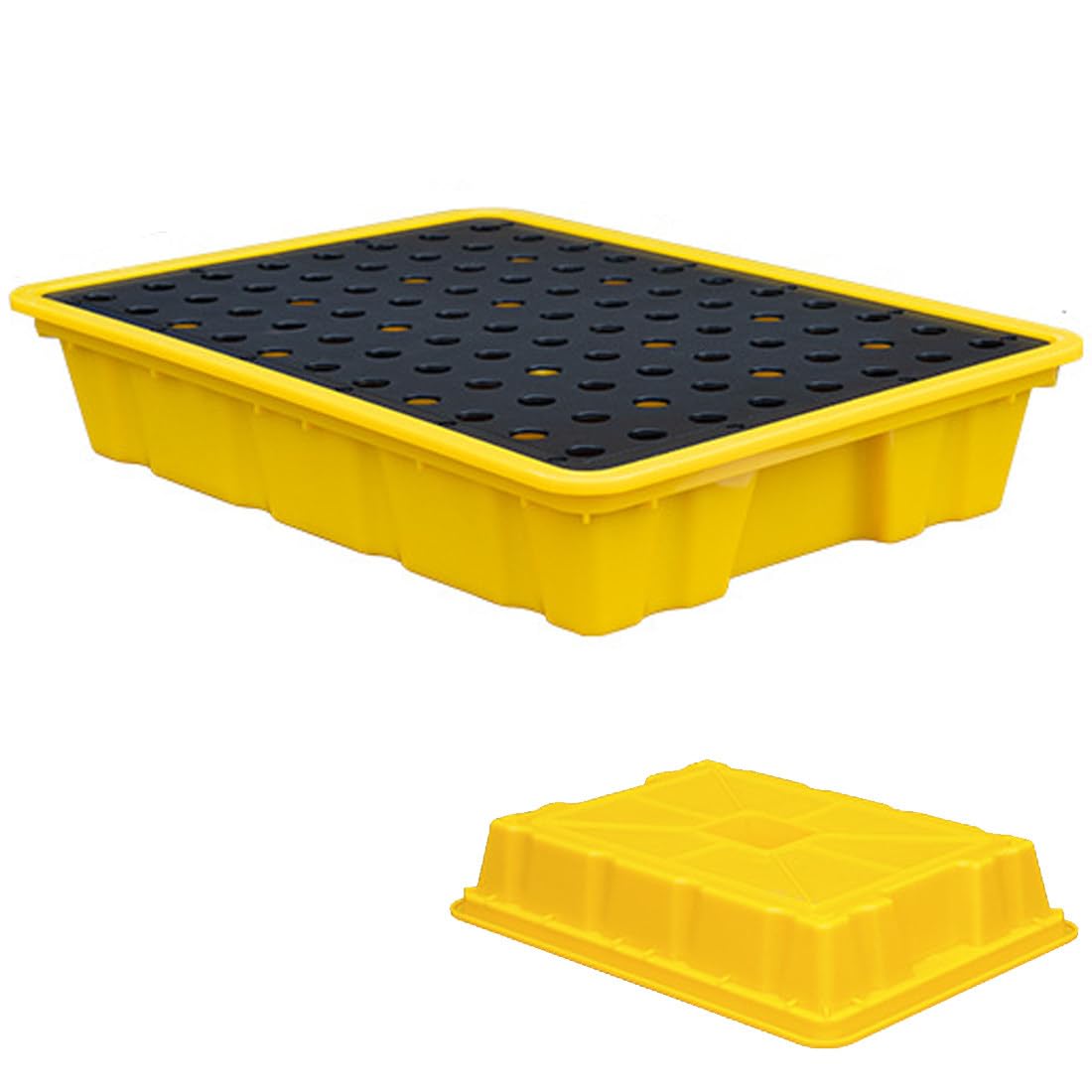 QUSYZD Stackable Spill Containment Pallet with Drain & Forklift Pockets - Modular Polyethylene Tray for 55 Gallon Drum - Leak-Proof Spill Platform,50 * 36 * 10cm