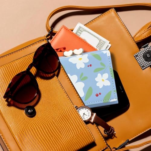 Real Leather Coin Purse for Women Cut Small Wallet with Coin Pocket and Card Holder ID Window for Girls (Blue)3