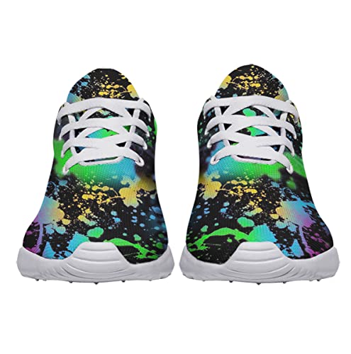 Sonzj-II Paint Splatter Shoes,Womens Mens Neon Tennis Sneakers Lightweight Athletic Splatter Running Shoes3
