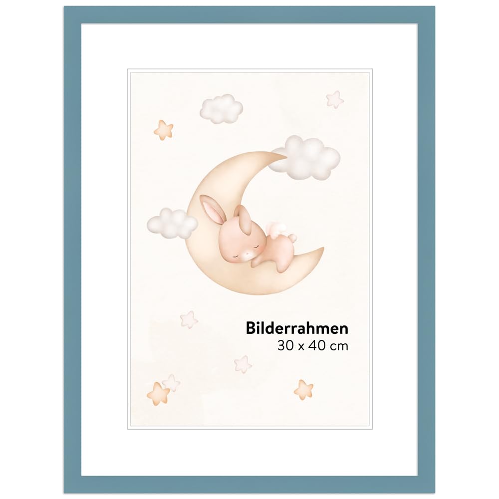 WANDStyle cornice per la camera dei bambini, per i disegni, 18x24 cm, moderno cornice in legno blu chiaro, Made in Germany - H950