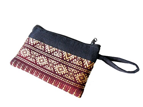 Khum Wieng Kham Women's Coin Pouch Change Small Bag Thai Pattern (One Size, Red)