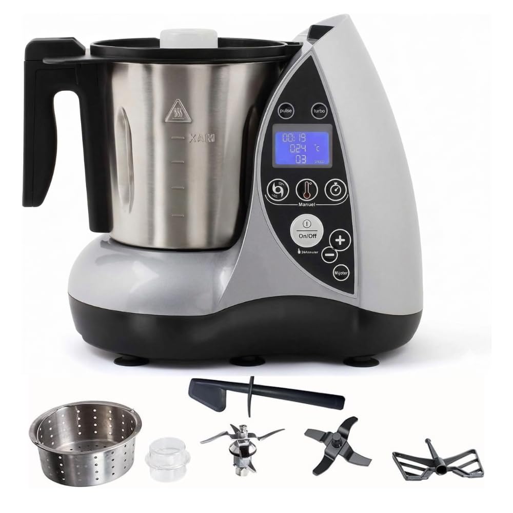 WORKWEAR Robot da Cucina Multifunzione Cuocitutto 1500W – Ciotola Acciaio Inox 3.5L, 12 Velocità, Temperatura 20-120°C, Timer 60 Min – Cuoce, Frulla, Trita, Impasta, Cottura Vapore