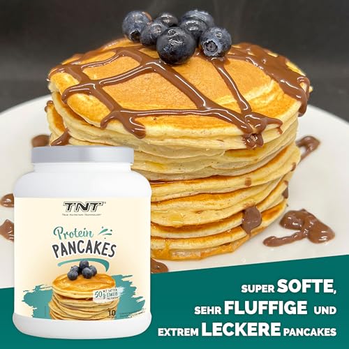 TNT Protein Pancakes (1kg) • Pulver für High Protein Pancakes • 43g Protein je 100g • Diät Fitness-Dessert & Sport-Frühstück zum Abnehmen • Pfannkuchen Teig für Fitness Snack