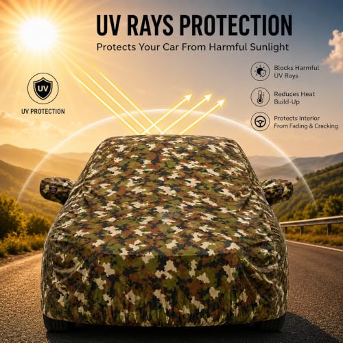 Image of Autofurnish Aero Series Car Cover for Toyota Land Cruiser 2023 (100% Waterproof, Triple Stitched, Bottom Elastic,Secure Buckle Strap,Precision-Fit & Breathable Fabric, Car Body Cover) Colour: Green
