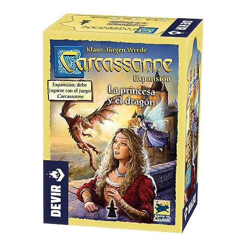 Devir - Carcassone: Expansión la Princesa y el Dragón, Juego de Mesa, Juego de Mesa Familiar, Juego de Mesa 8 años, Juego de Mesa con Amigos (BGCARPRI)