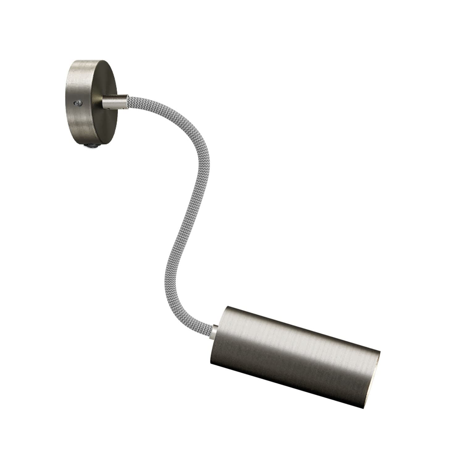 creative cables Lámpara Fermaluce Flex 30 con mini rosetón con interruptor y foco con pantalla Tub-E14 - Con bombilla, Titanio satinado