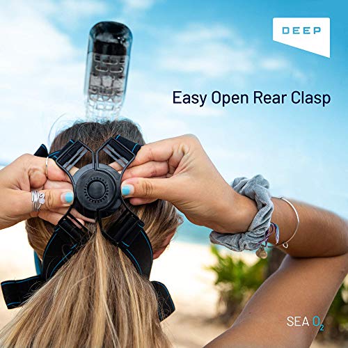Deep Sea O2 | Only Full Face Snorkel Mask Designed to Protect Against Dangerous CO2 Build-Up for Adults & Kids | 180 View | Soft Nose for Diving | Anti-Fog | Camera Mount | Blue