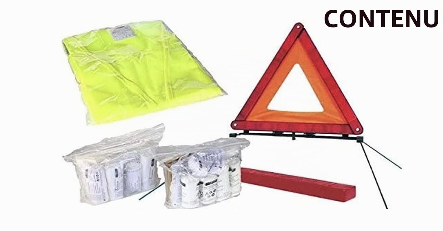 VOITURE-trousse de secours 3 en 1 trio poussette avec gilet de signalisation, kit de premiers secours et de signalisation