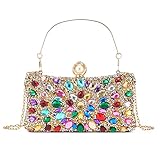 WEIMZC Women Pearl Clasp Crystal Clutch Purses Lady Evening Handbag Glitter Rhinestone Purse Wedding