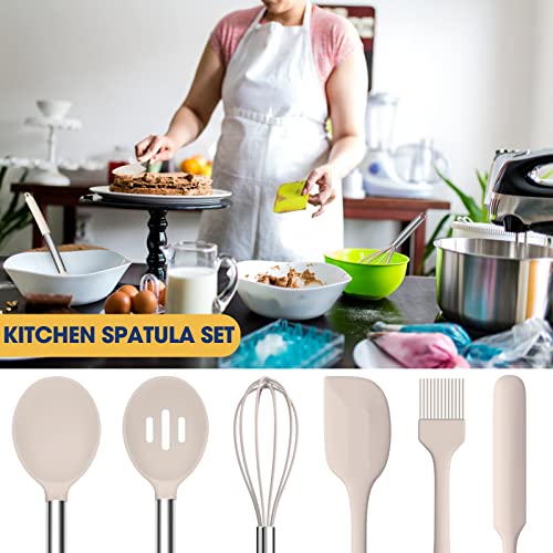 Silicone Cooking Utensil Set, Fungun Non-Stick Kitchen Utensil 24 Pcs Cooking Utensils Set, Heat Resistant Cookware, Silicone Kitchen Tools Gift With Stainless Steel Handle (Khaki-24Pcs) … #TOP4