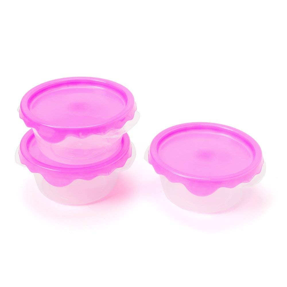 EZ Life Round Plastic Storage Container - Curvy Lid - Medium - Food Container, Kitchen Organizer for Fruits, Dry Fruits, Snacks, Storage Basket - Dishwasher Safe - Multicolour - Set of 3