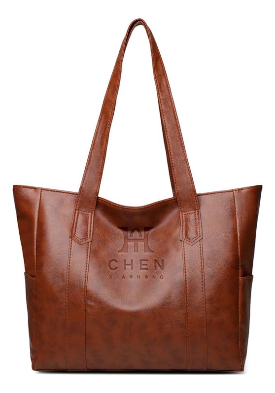 Bolsa Feminina Grande Tipo Tote | Bolsa de Ombro e Mão para Faculdade, Trabalho e Dia a Dia | Estilo Casual Elegante (Marrom)