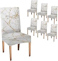 Vista 169 de TOMWISH Fundas para Sillas De Comedor 6, Fundas para sillas de comedor, pintura de arte abstracto, funda extraíble elástica de elastano para silla