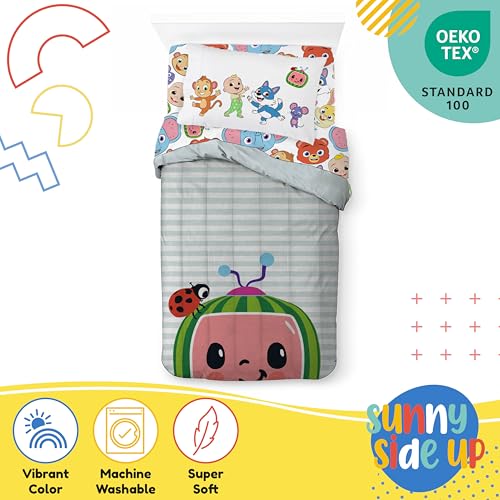 Image of CoComelon Twin Size Comforter Set - 5 Piece Kids Bedding Includes Comforter, Sheets & Pillow Cover - Super Soft Microfiber Animal Bed Set