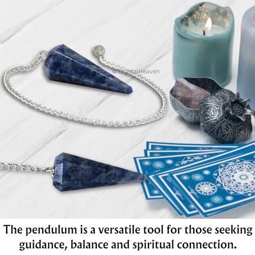 Image of Sodalite Pendulum Dowsing Tool - Natural Crystal Pendulum for Spiritual Guidance - Premium Dowser Pendulum for Accurate Divination and Energy Healing - Perfect for Energy Healing and Chakra Balancing - Handcrafted with Precision and Elegance