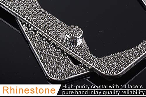 Rhinestone License Plate Frame,2 Pack Luxury Sparkling Gray Diamond License Plate Frames For Women,Iridescent Crystal Licenses Plate Frame Gray Bling Glitter Screws & Installation Tool Set (Gray) #TOP4