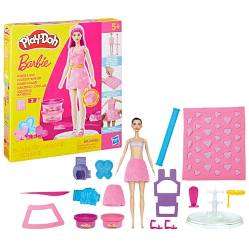Play-Doh Barbie Hearts and Hair Doll Set, Multicolor, 12 inches - Image 2