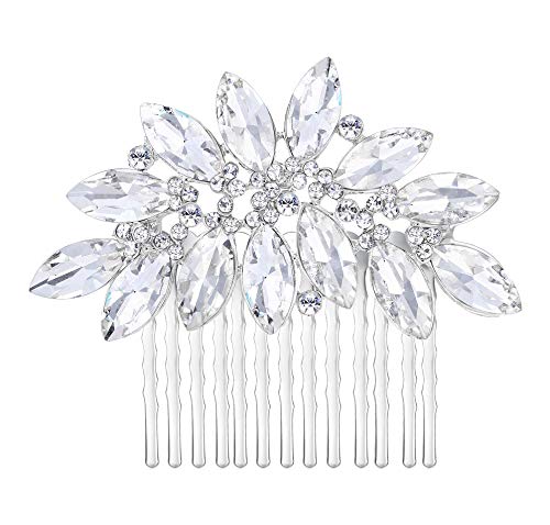 EVER FAITH Bridal Hair Accessories for Bride White Marquise Shape Austrian Crystal Lots Wedding Side Comb