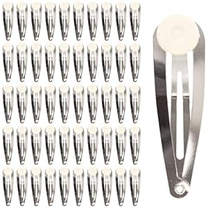 Lawie 50 Pack Bulk 2 Inch 5 CM Glue Pad Snap Metal Hair Clips Barrettes Hairpins Clips Hairgrips Craft DIY Accessories