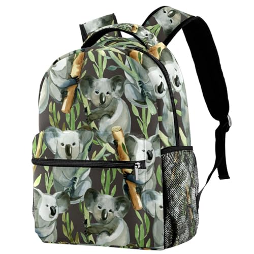 Sac à dos d'école fille et garçon voyage 29.4x20x40cm imprimé koala gris