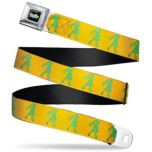 Nickelodeon Belt, Seatbelt Buckle Belt, SpongeBob Squidward Bold and Brash Painting Orange Green, Youth 20 to 36 Inches