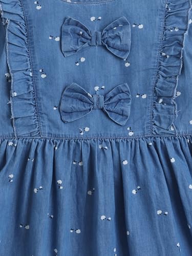 Image of Dresses for Kids Girls, Stylish Knee Length Once Piece Denim Frocks for Girls, Casual Dress for Summer & Special Occasion
