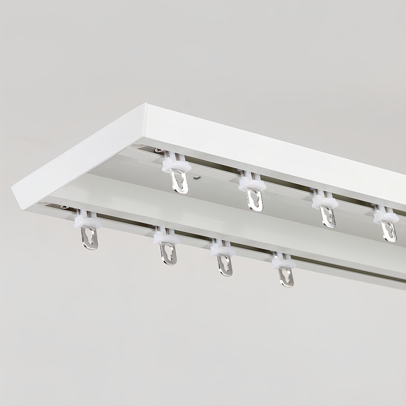 Doppelte Vorhangschienen aus Aluminium – robustes Deckenhalterungssystem für Raumteiler, Wohnzimmer, Schlafzimmer, Hängedecke oder Duschvorhanginstallation