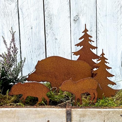 Storm's Gartenzaubereien Gartenstecker Wildschwein Figuren mit Tannen...