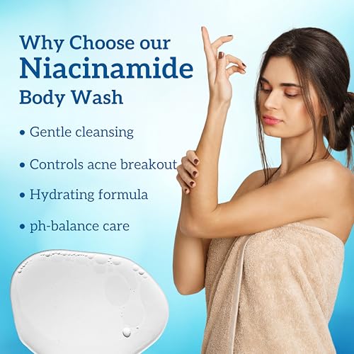 Image of inatur Niacinamide Shower Gel with Zinc PCA & Hyaluronic Acid | Intense Hydration & Skin Rejuvenation | Anti-Acne Formula for Body Acne | Sulfate-Free & Nourishing | For All Skin Types | 400ml