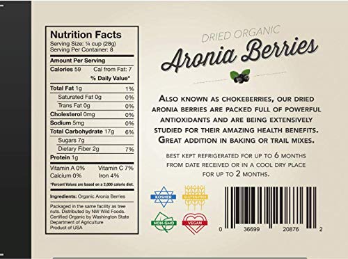 Miniatura 2 de Bayas de Aronia orgánicas secas – Northwest Wild Foods – Fruta antioxidante saludable – para granola, merienda matutina, hornear, mezcla de frutos