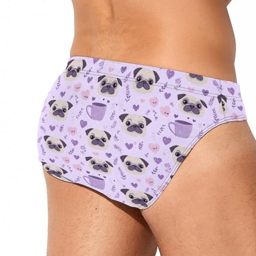 Cute Pug Coffee Men's Swim Brief Sexy Bikini Swimwear Swimsuit Trunks Bathing Suits3
