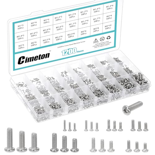 Vis cruciformes M1-M3 en coffret de 1200 pièces pour petites réparations