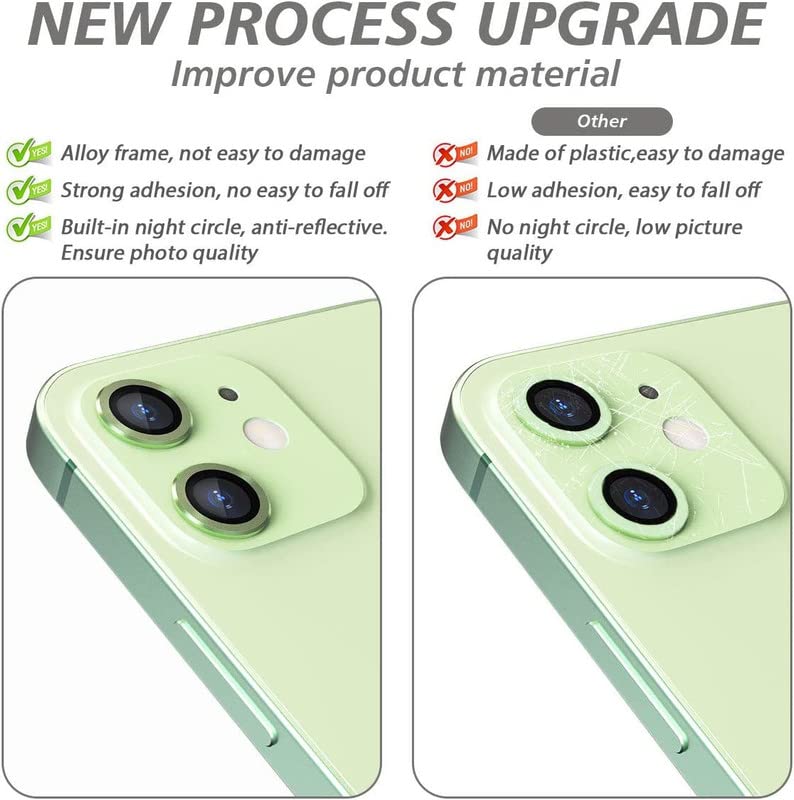 Image of ZYBUX Camera Lens Protector compatible with iPhone 11| High Clarity Scratch Proof 9H Hardness Anti-Spy Anti-Scratch Glass and Aluminum Trim [ Metal ] - (Green)