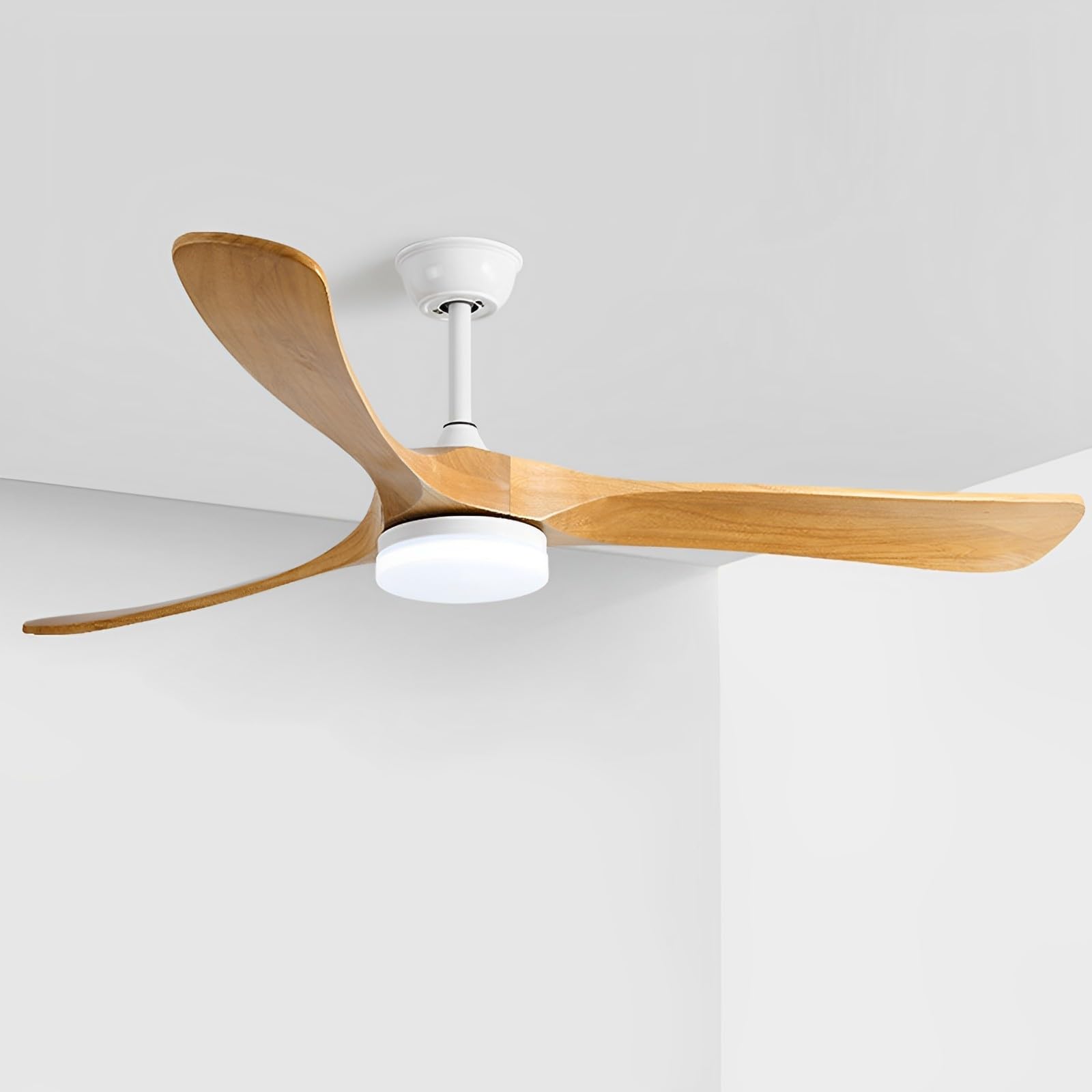 HXYSXHJUO Indoor Quiet Ceiling Fans With Light 24W LED Fan Remote Multifunctional Reversible Wood Blades For Bedroom Lounge Room Living DC Motor