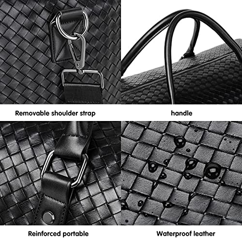 Woven PU Leather Weekender Bag